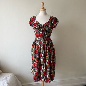 Vintage 90s Satellite Drive Floral Dress – Cottagecore Midi